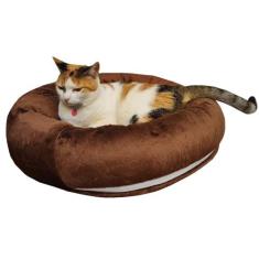 Caminha Pet Redonda De Pelúcia Para Cachorros E Gatos Baunilha - LUCKB