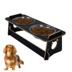 Comedouro Bebedouro Cachorro Elevado Pet Duplo Tigela Ração Inox Saudá