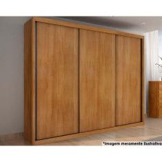Guarda Roupa 3 Portas de Correr e 6 Gavetas Paradizzo Gold Freijo Cumaru - Novo Horizonte