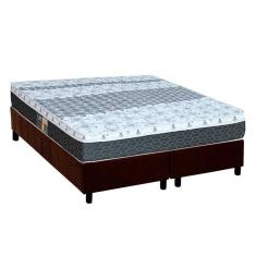 Cama Box Queen: Colchão Molas Bonnel Castor System Class + Base Crc Suede Brown(158X198)