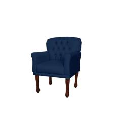 Poltrona Decorativa Anita Pés Luis XV Suede Azul Marinho - DS Estofado