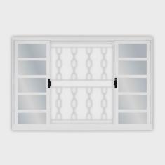 Janela de Aço de Correr 120x120cm 4 Folhas com Grade Minas Sul mgm