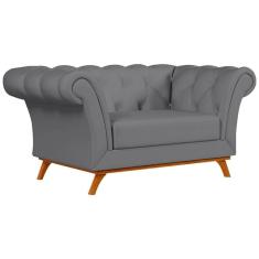 Sofá 150cm 2 Lugares Base Madeira Império D-317 Veludo Cinza - Domi