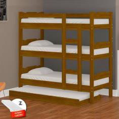 Treliche Madeira Maciça Com Auxiliar E 4 Colchões Imbuia Esmeralda Nemargi