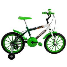 Bicicleta Infantil Aro 16 Kids cor Verde com Branco - Dalannio Bike