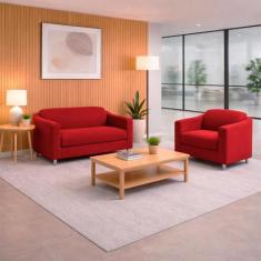 Kit Sofá Namoradeira + Poltrona Tilla Recepção Sala Tecido - Balaqui D