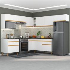 Cozinha Completa de Canto Veneza GW Multimóveis MP2071 com Armário e Balcão Branca