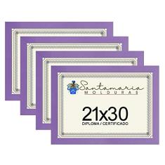 Kit 4 Molduras Porta Diploma Certificado A4 21x30 Lilás