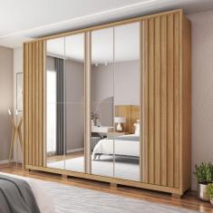 Guarda Roupa Casal com Espelhos 6 Portas 4 Gavetas Suburban Espresso Móveis Buriti/Off White