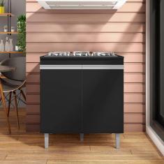 Balcão Cooktop 5 Bocas 2 Portas Andreia Cor Preto - AJL