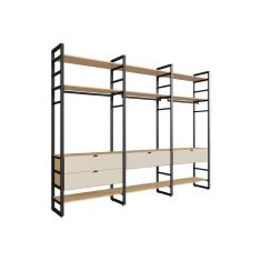 guarda-roupa closet modulado industrial philly 4 gv cedro e off white 294 cm