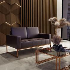 Sofá para Escritório e Recepção 3 Lugares Sintético Atena Marrom