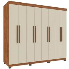 Guarda Roupa Milão Casal 8 Portas 4 Gavetas Imop Cor Cinamomo Off White