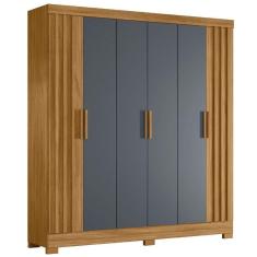 Guarda Roupas Casal Ripado 6 Portas 2 Gavetas Freijó/cinza Valença Moval