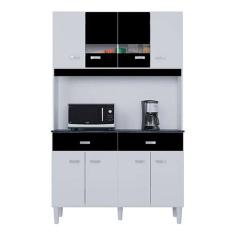 Cozinha Compacta Manu 8 Portas 2 Gavetas Poquema Cor Branco com Preto