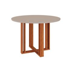 Mesa para Cozinha Flora c/Tampo Madeirado 109X109cm Cinamomo/Off White - Cimol