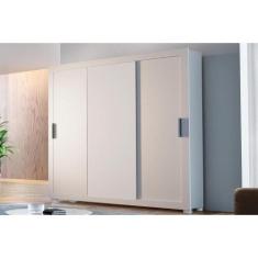 Guarda Roupa Casal 3 Portas de Correr e 4 Gavetas c/ Pés Veneza Branco