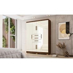 Guarda Roupa Taurus Imperial 6 Portas e 3 Gavetas - Cor Imbuia Champanhe - Vila Rica