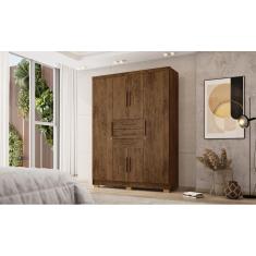 Guarda Roupa Taurus Imperial 6 Portas e 3 Gavetas - Cor Imbuia Rústico - Vila Rica