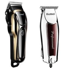 Combo Maquina Kemei Km-1990 + Kemei Pezinho Km9163, Bivolt