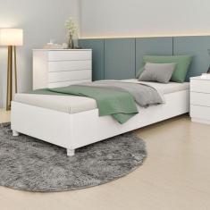 Cama Box Solteiro Mônaco Neve - Tcil Móveis, Branco