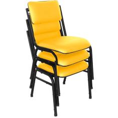 Kit com 3 Cadeiras para Auditórios Linha Hotel Smart Amarelo