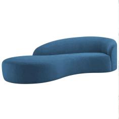 Divã Recamier Orgânico França 160cm Lado Direito Linho Azul Royal