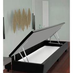 Base Box Para Colchão De Solteiro Mga Lift Cotton Com Baú E Pistão à Gás 39x88x188cm Preto
