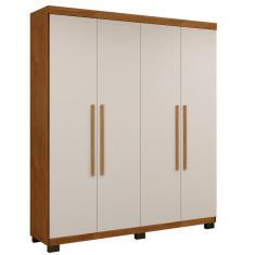 Guarda Roupa Master 4 Portas 3 Gavetas Em Mdf Benetil Móveis Cinamomo Com Off White