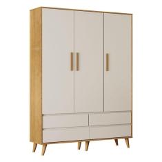 Guarda Roupa Infantil Lorena 3 Portas Off White Bétula - Carolina