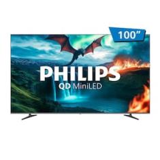 Smart TV QD-MiniLED 100" Ultra HD 4K Philips 100MLED800 com Google TV, Wi-Fi, Entradas HDMI e USB