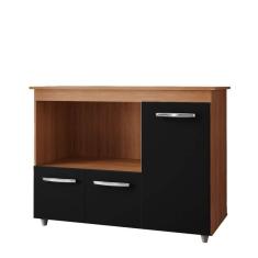 Balcão Multiuso para Forno e Micro-ondas Liza Savana/Preto - Moblis