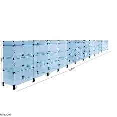 Balcão de Atendimento Modulado em Vidro com Porta Bijuterias - 6,00 x 1,10 x 0,30