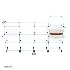 Balcão de Atendimento Caixa Modulado em Vidro + Gaveta Dupla Branco - 2,00 x 1,10 x 0,30