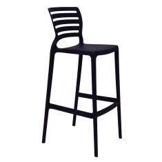 Banqueta para Bar Alta Tramontina Sofia Preta em Polipropileno Empilhável