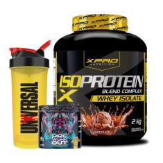 Kit Whey Protein Iso Blend Complex 2kg/coqueteleira/Pré treino 300g XP