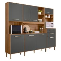 Armario De Cozinha Hortelã Com 8 Portas E 2 Gavetas 240 Cm Ipe-chumbo Ipe-chumbo