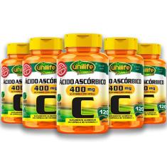 Kit 5 Vitamina C ácido Ascórbico Unilife 120 Capsulas Veganas