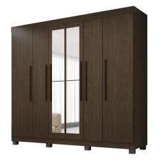 Guarda-roupa De Casal 100% Mdf 6 Portas 4 Gavetas Inglaterra Com Espelho