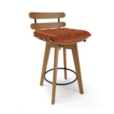 Banqueta Giratória Costela Corano Base Madeira MA70 - DRossi