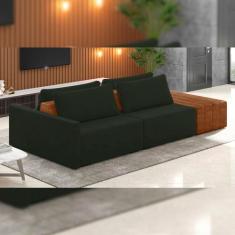 Sofá Ilha Modular Para Sala 252cm com Puff Dublin K01 Veludo Verde Sin