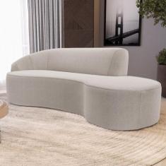 Sofá 4 Lugares Curvo Sala de Estar Living Firenze Esquerdo D02 Bouclê 