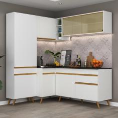 Cozinha Completa de Canto Veneza GW Multimóveis MP2054 com Armário e Balcão Branca