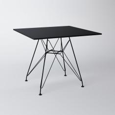 Mesa Eiffel Quadrada 90Cm Tampo De Madeira Preto Com Base De Ferro Preto Cor: Preto