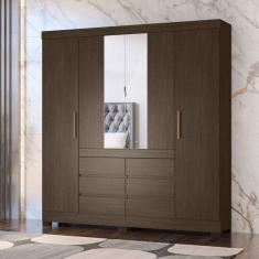 Guarda Roupa 4 Portas C/ Espelho Cadis ébano - Demóbile