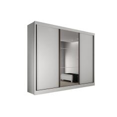 Guarda Roupa Casal 3 Portas de Correr e 6 Gavetas c/ 1 Espelho Sonetto/Toulon Plus Branco - Novo Horizonte