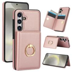 Capa carteira para Samsung Galaxy A15 com suporte para cartão, capa de couro com bloqueio RFID, suporte de anel giratório de 360° com fecho magnético à prova de choque para Samsung A15 5G 6,5