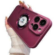 Para iPhone 14 Pro Max Capa de telefone de moldura fosca colorida de luxo para iPhone 11 12 13 15 Plus Capa protetora de lente, capa magnética rosa, para iPhone 15 Pro