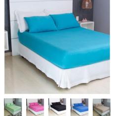 Jogo de Lençol Casal 3 Peças Liso Malha 100% Algodão COZZILAR - Toque 