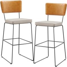 Kit 02 Banqueta Alta Cozinha Sala De Jantar Fixa Allana L02 Sintético 